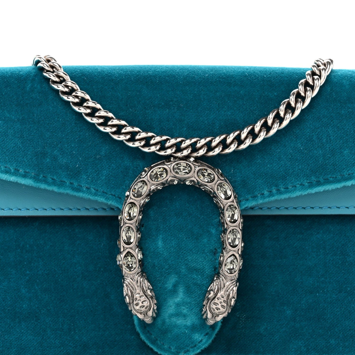 Velvet Super Mini Dionysus Shoulder Bag Pavone Cyan