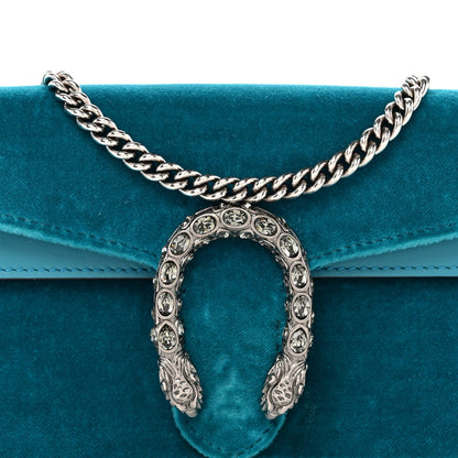 Velvet Super Mini Dionysus Shoulder Bag Pavone Cyan