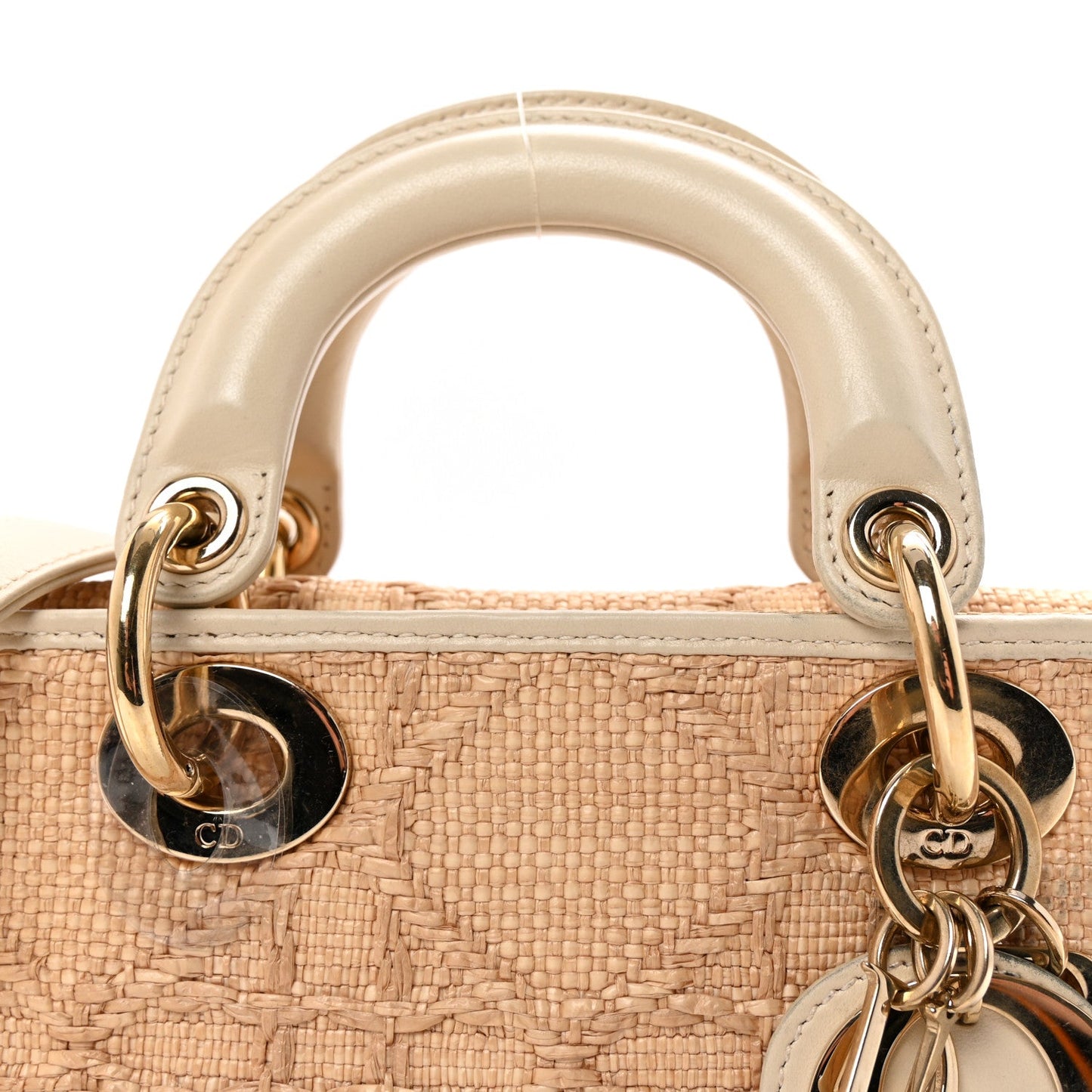 Raffia Macro Cannage Small Lady D-Joy Latte