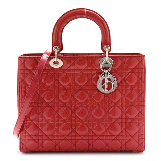 Patent Cannage Large Lady Dior Fuchsia