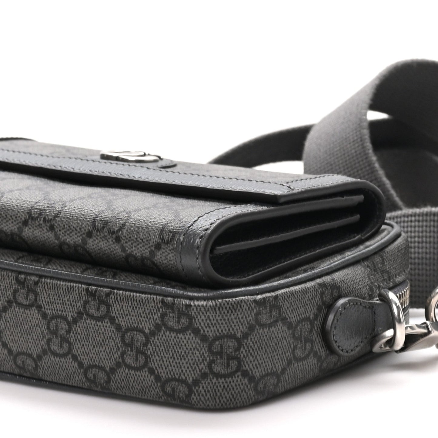 GG Supreme Monogram Textured Dollar Calfskin Mini Ophidia Bag Graphite Grey