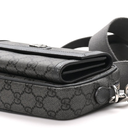 GG Supreme Monogram Textured Dollar Calfskin Mini Ophidia Bag Graphite Grey