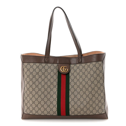 GG Supreme Monogram Web Ophidia Tote Brown