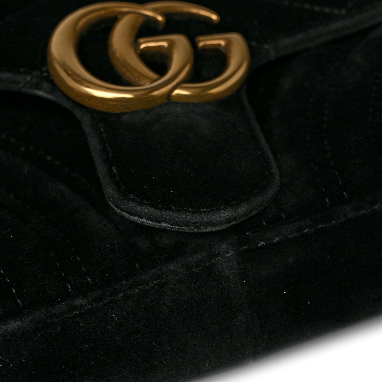 Velvet Matelasse Mini GG Marmont Shoulder Bag Black
