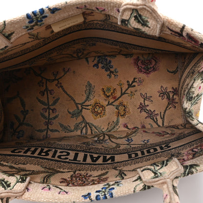 Raffia Embroidered Petites Fleurs Medium Book Tote Natural