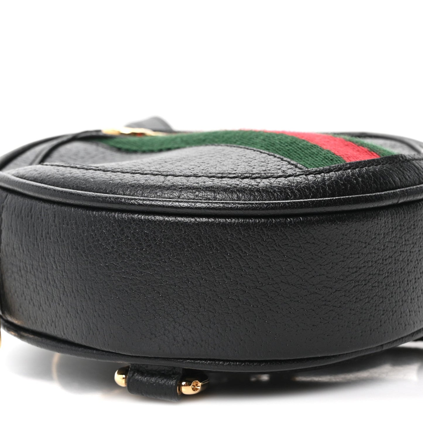 Grained Calfskin Web Mini Ophidia Round Backpack  Black