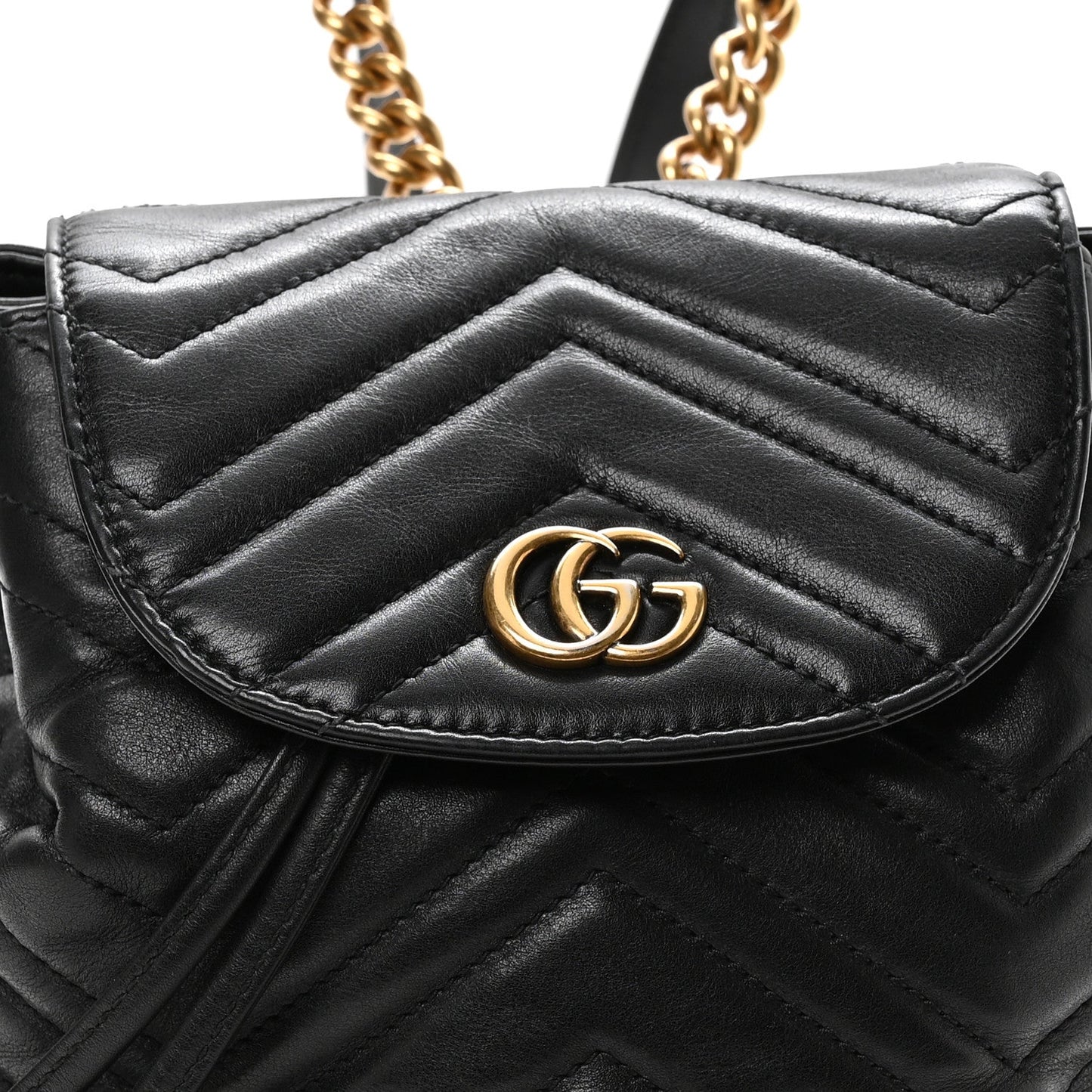 Calfskin Matelasse GG Marmont Flap Backpack Black