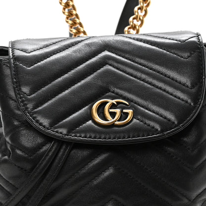 Calfskin Matelasse GG Marmont Flap Backpack Black