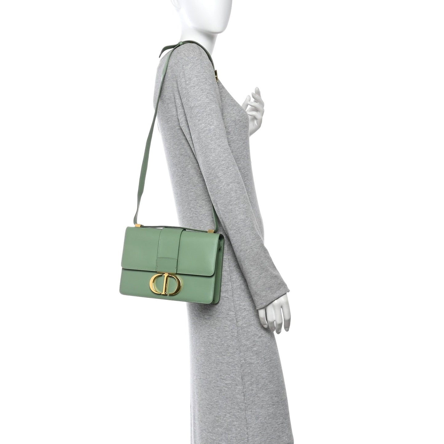 Smooth Calfskin 30 Montaigne Flap Bag Mint Green