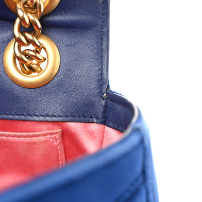 Velvet Matelasse Mini GG Marmont Shoulder Bag Cobalt Blue