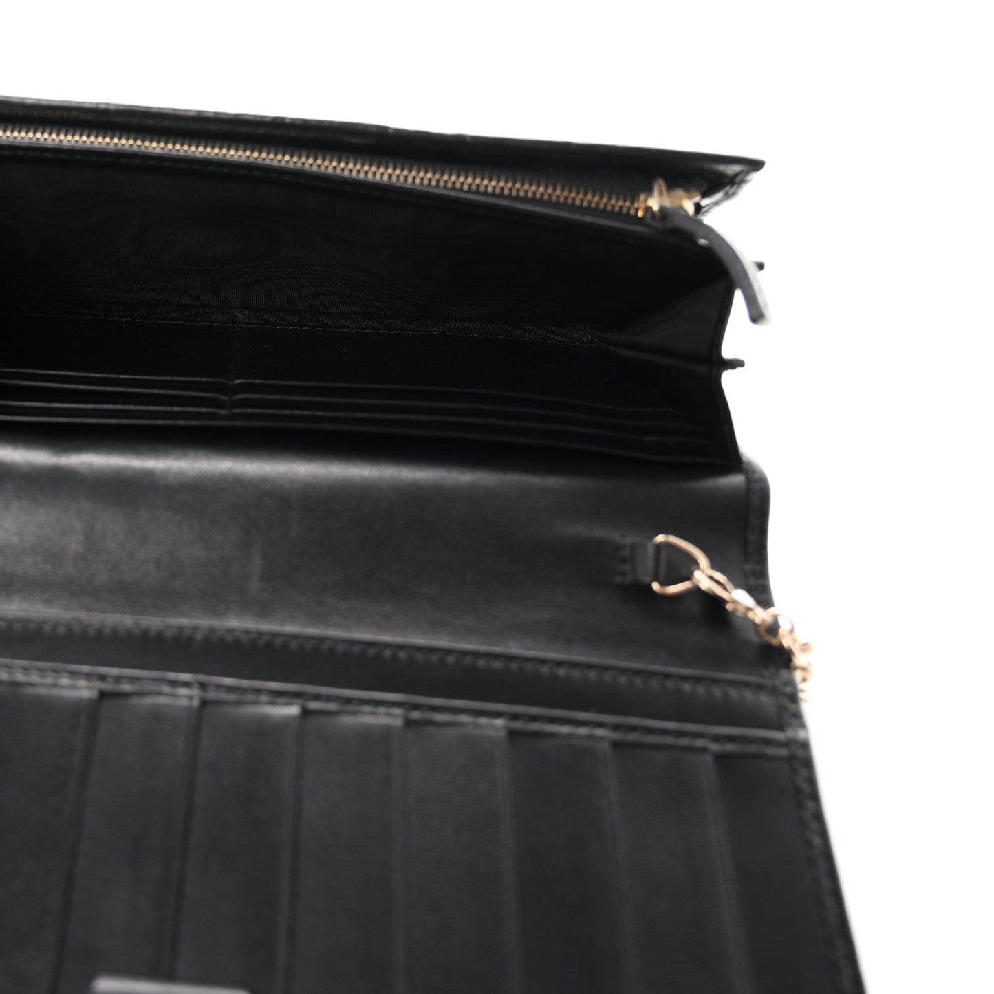 Guccissima Margaux Calfskin Metal Bar Chain Wallet Black