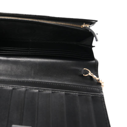 Guccissima Margaux Calfskin Metal Bar Chain Wallet Black