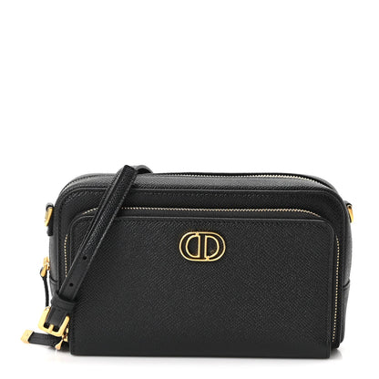 Grained Calfskin Caro Double Pouch Black