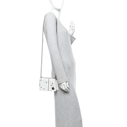 Calfskin Printed Mini Diorama Flap Bag White