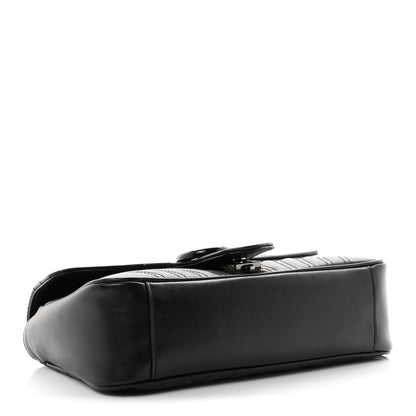 Calfskin Matelasse Monochrome Small GG Marmont Shoulder Bag Black