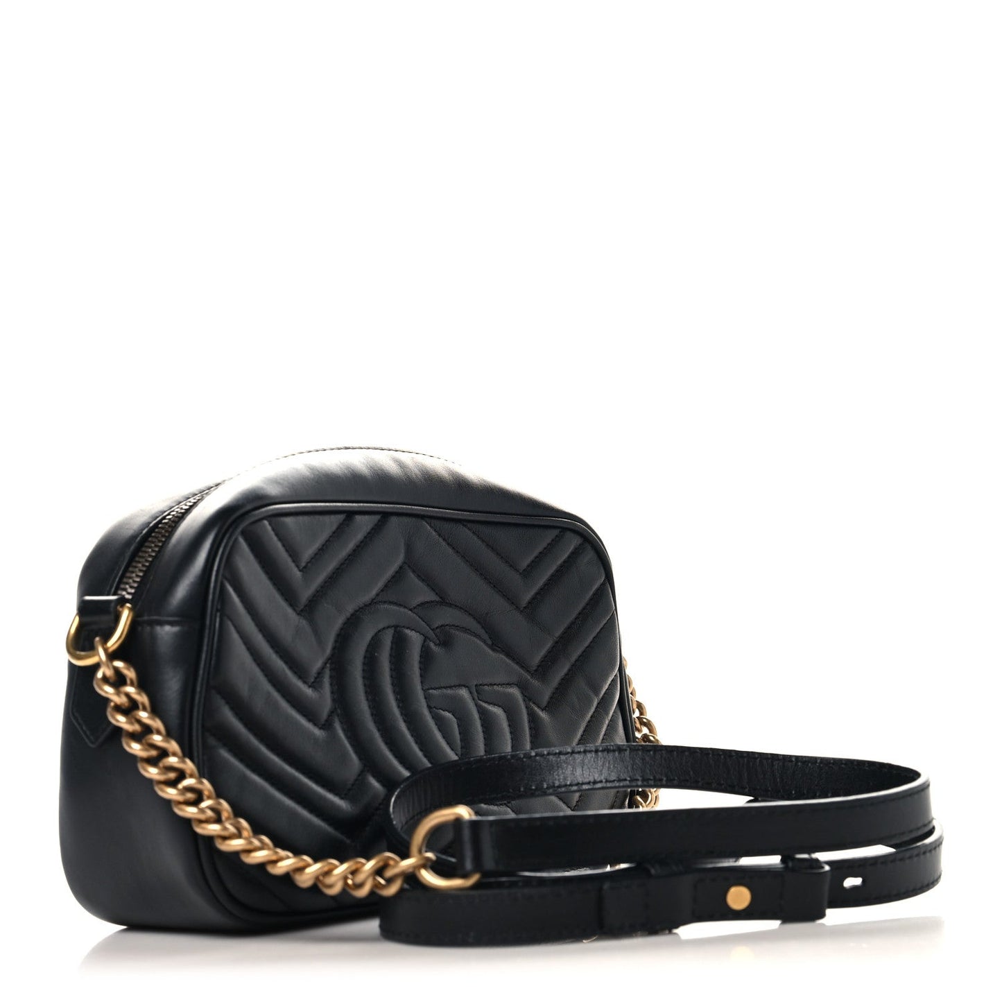 Calfskin Matelasse Small GG Marmont Chain Shoulder Bag Black
