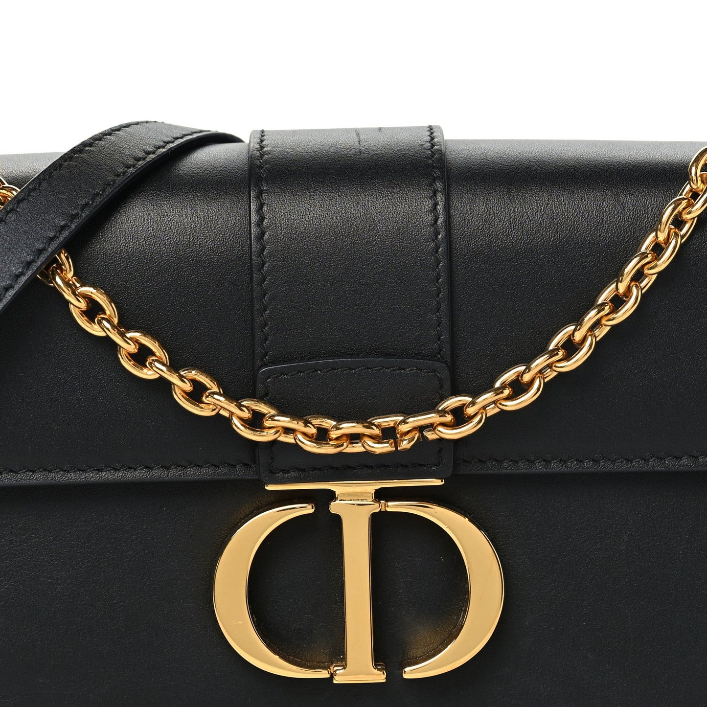 Calfskin 30 Montaigne East West Chain Flap Bag Black