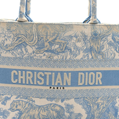 Canvas Embroidered Medium Dioriviera Toile De Jouy Book Tote Light Blue