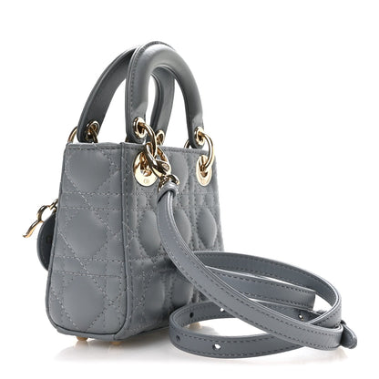 Lambskin Cannage Micro Lady Dior Cloud Blue