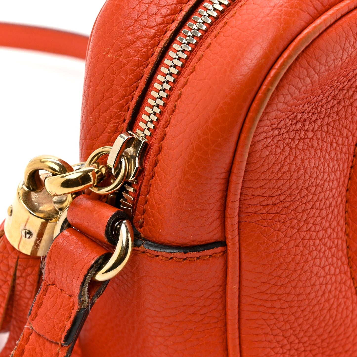 Pebbled Calfskin Small Soho Disco Bag Sun Orange