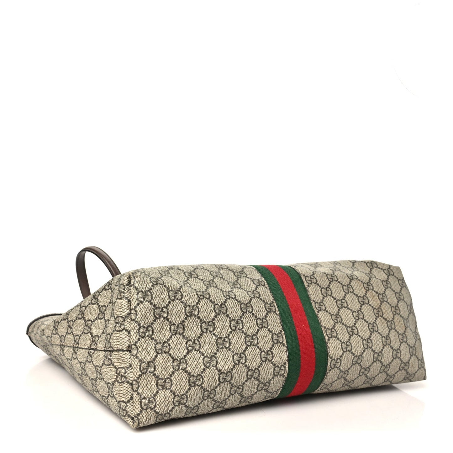 GG Supreme Monogram Textured Calfskin Web Medium Ophidia Shopping Tote Beige Ebony New Acero