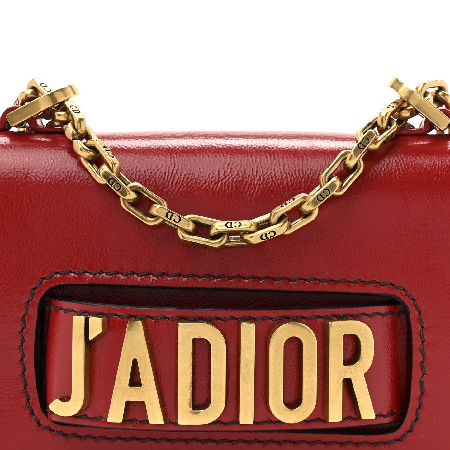 Calfskin J'Adior Chain Flap Bag Red