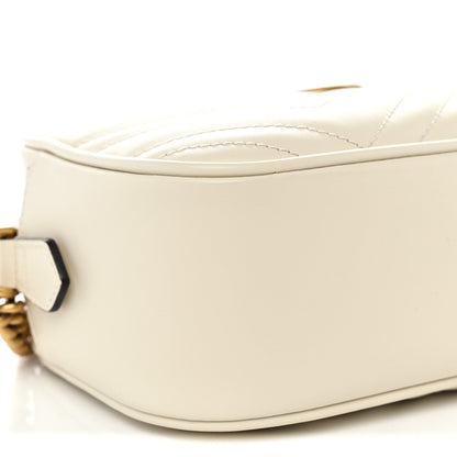 Calfskin Matelasse Small GG Marmont Chain Shoulder Bag White