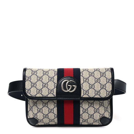 GG Supreme Monogram Web Small Ophidia Belt Bag 90 36 Beige Navy