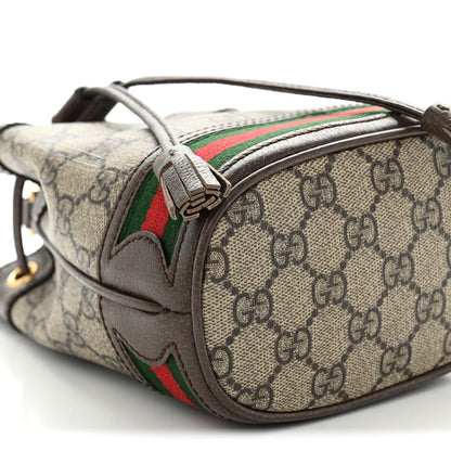 GG Supreme Monogram Web Mini Ophidia Bucket Bag Brown