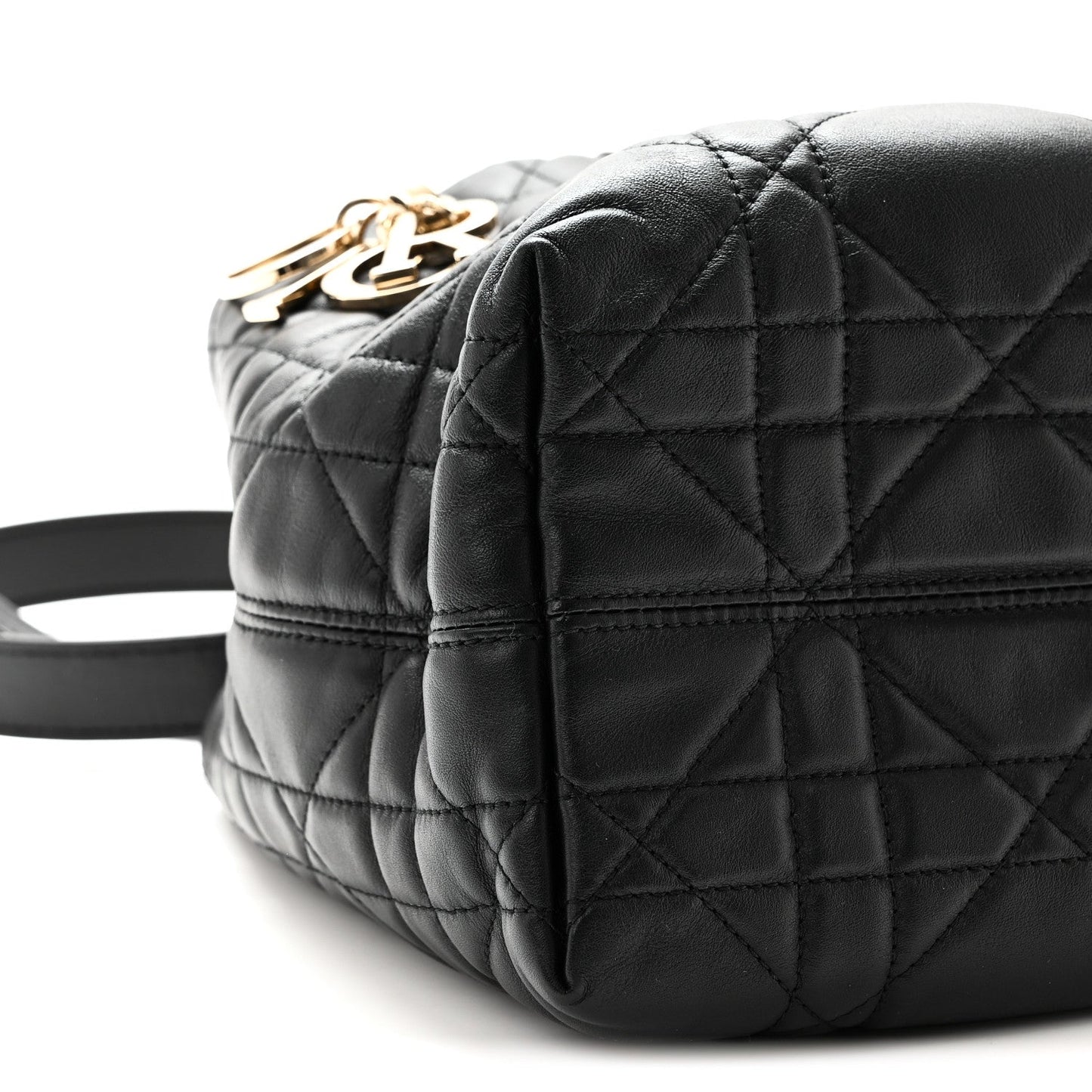 Calfskin Macrocannage Small Toujours Vertical Tote Black