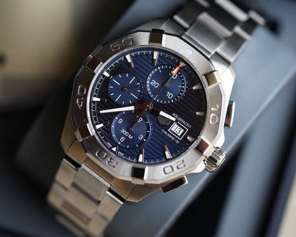 Tag Heuer Aquaracer Caliber 16 Automatic Chronograph Blue Dial Silver Steel Strap Watch for Men - CAY2112.BA0927