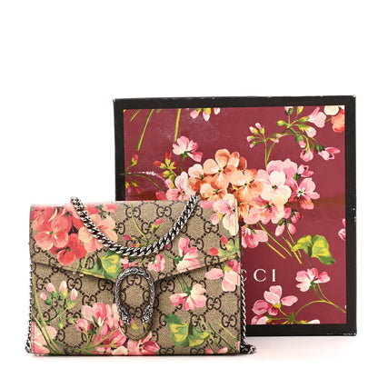 GG Supreme Monogram Blooms Mini Dionysus Chain Wallet Beige Multicolor Dry Rose