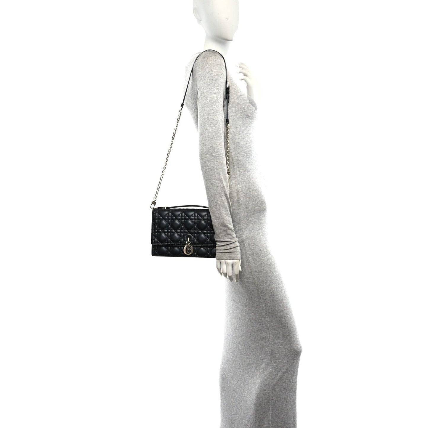 Lambskin Cannage Miss Dior Top Handle Bag Black
