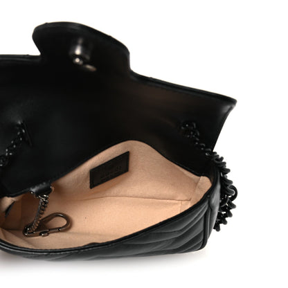 Calfskin Matelasse Monochrome GG Marmont Chain Belt Bag Black