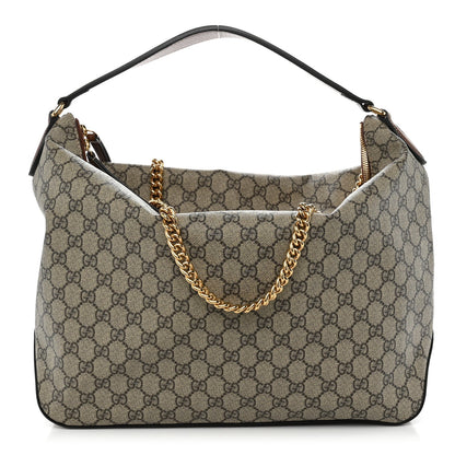 GG Supreme Monogram Large Linea A Hobo Light Brown