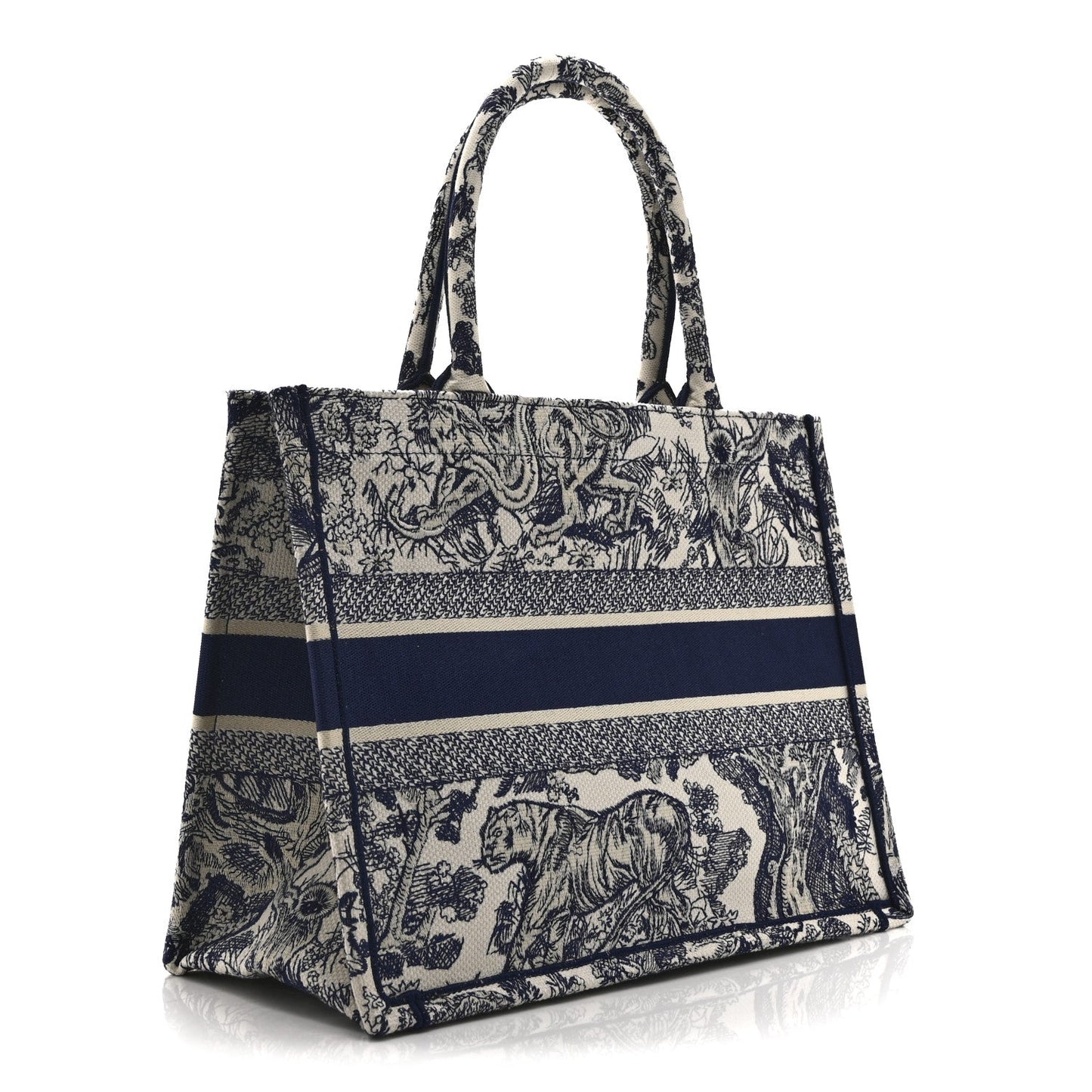 Canvas Embroidered Medium Dioriviera Toile De Jouy Book Tote Blue