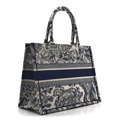 Canvas Embroidered Medium Dioriviera Toile De Jouy Book Tote Blue