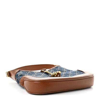 New Denim GG Monogram Calfskin Small Jackie 1961 Hobo Blue Tea Cuir