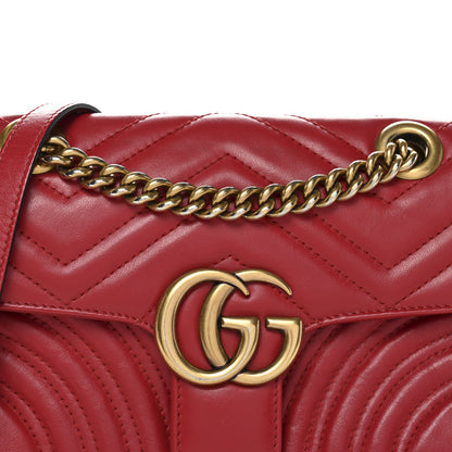 Calfskin Matelasse Mini GG Marmont Shoulder Bag Hibiscus Red