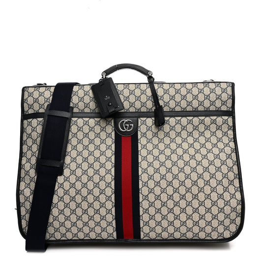 GG Supreme Monogram Web Savoy Garment Bag Beige Blue