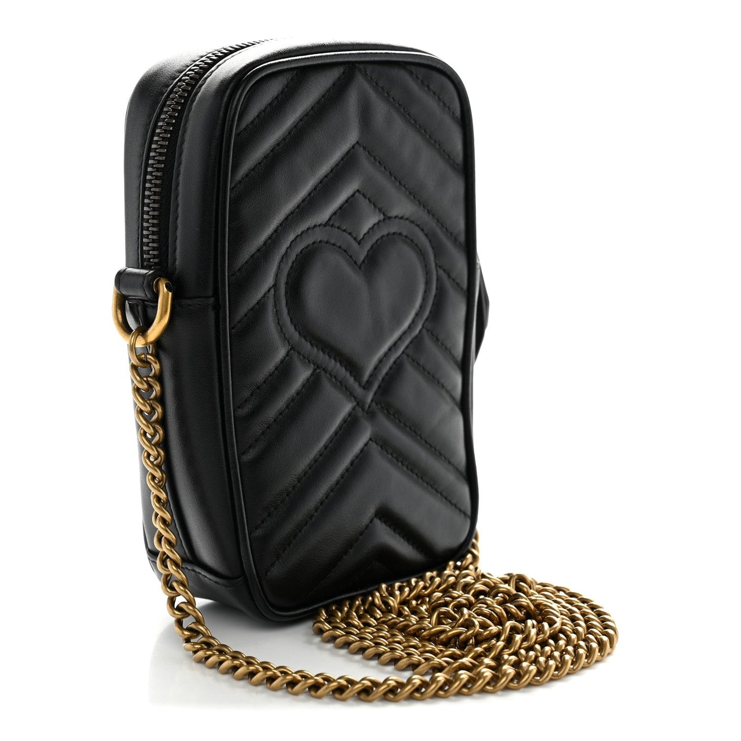 Calfskin Matelasse Mini GG Marmont Crossbody Bag Black
