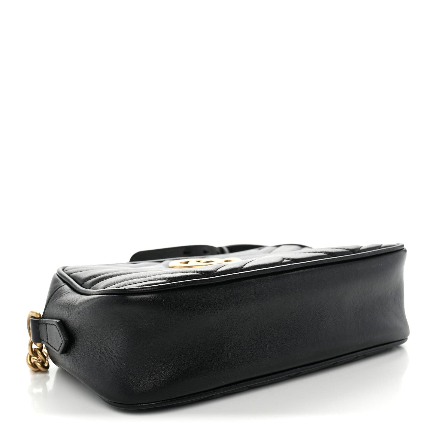 Calfskin Matelasse Small GG Marmont Chain Shoulder Bag Black
