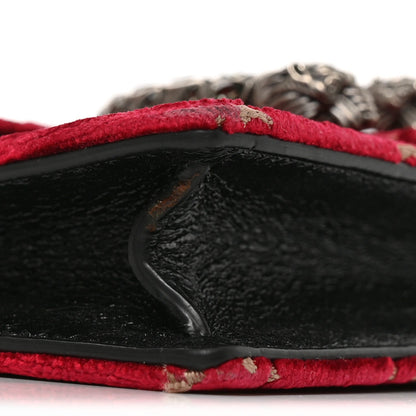 Velvet GG Monogram Super Mini Dionysus Shoulder Bag Red Cipria Black