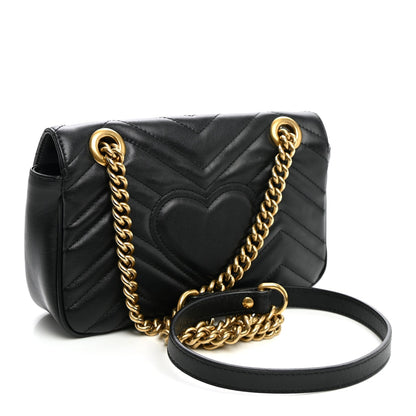 Calfskin Matelasse Mini GG Marmont Shoulder Bag Black