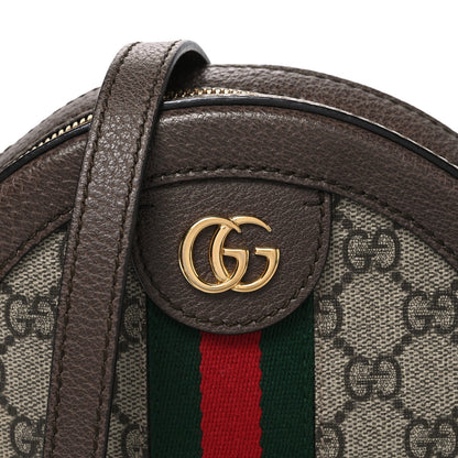GG Supreme Monogram Web Mini Ophidia Round Shoulder Bag Brown