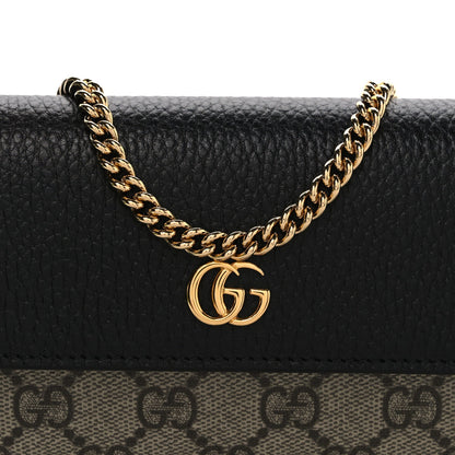 Dollar Calfskin GG Supreme Monogram Petite GG Marmont Wallet Chain Bag Black Beige Ebony