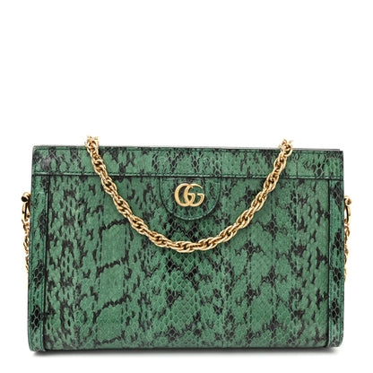 Snakeskin GG Small Ophidia Chain Shoulder Bag Green