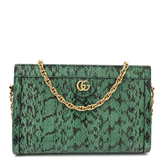 Snakeskin GG Small Ophidia Chain Shoulder Bag Green