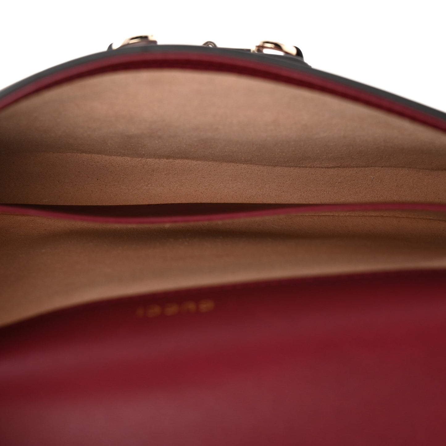 GG Supreme Monogram Azalea Calfskin Horsebit 1955 Mini Bag Beige Ebony Rosso Ancora
