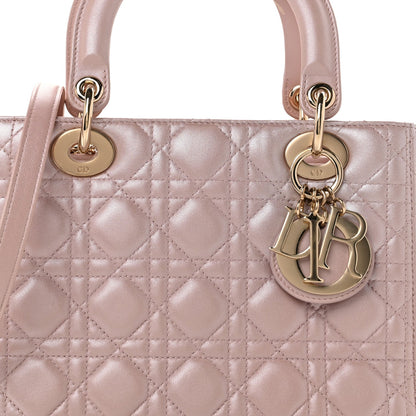 Pearly Lambskin Cannage Medium Lady Dior Lotus